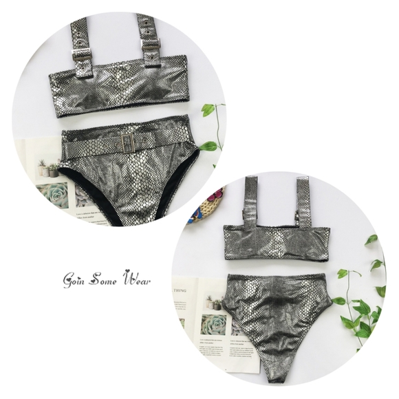 GSW Silver Snake Pattern 2-piece  Swimsuit - Picture 3 of 4